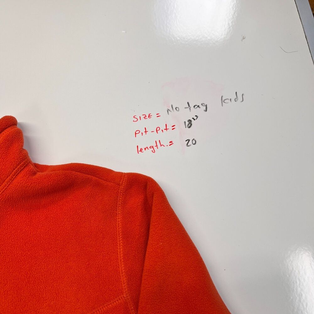 LL Bean Kids Fleece Jacket Orange Full Zip Mock Neck Hole Flaw As Is - Picture 2 of 7